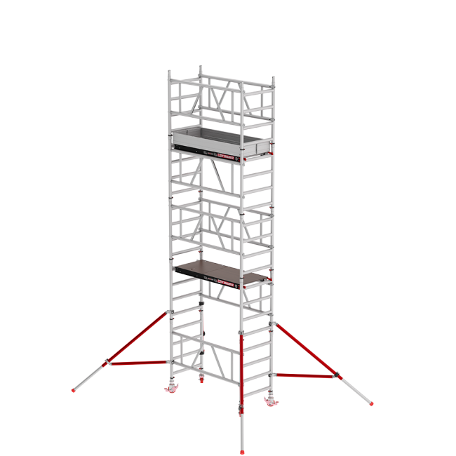 MiTOWER PLUS andamio - 6.20 m altura de trabajo - 0.75 m ancho - 1.65 m Fiber-Deck® plataforma - Tirantes