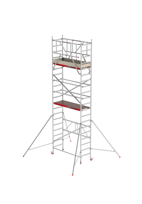 RS 44-POWER folding tower - 2.70 m working height - 0.75 m width - 1.85 m wooden platform - Braces