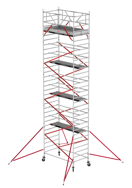 RS TOWER 52 mobile access tower - 10.20 m working height - 1.35 m width - 2.45 m Fiber-Deck® platform - Braces