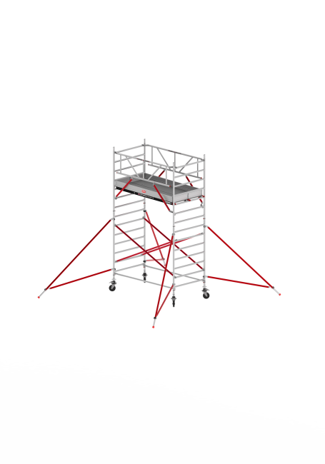 RS TOWER 52 mobile access tower - 5.20 m working height - 1.35 m width - 1.85 m wooden platform - Safe-Quick® + braces
