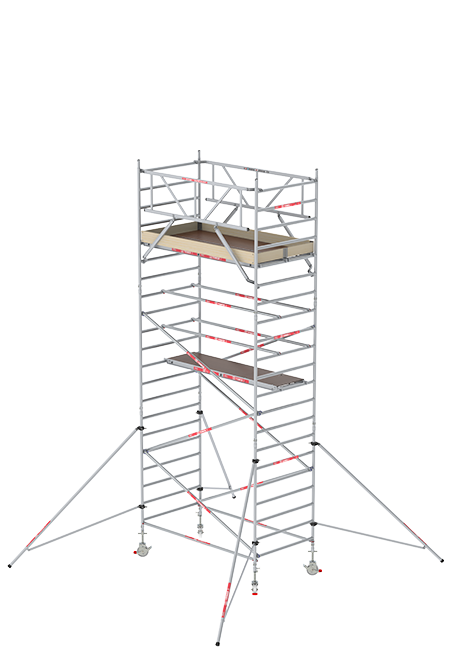 RS TOWER 32 rolsteiger - 7.20 meter werkhoogte - 1.35 meter breed - 2.45 m houten platform - Schoren