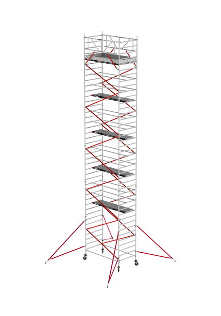 RS TOWER 52 mobile access tower - 13.20 m working height - 1.35 m width - 2.45 m wooden platform - Braces