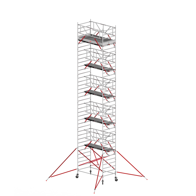 RS TOWER 52 mobile access tower - 12.20 m working height - 1.35 m width - 3.05 m wooden platform - Safe-Quick® + braces