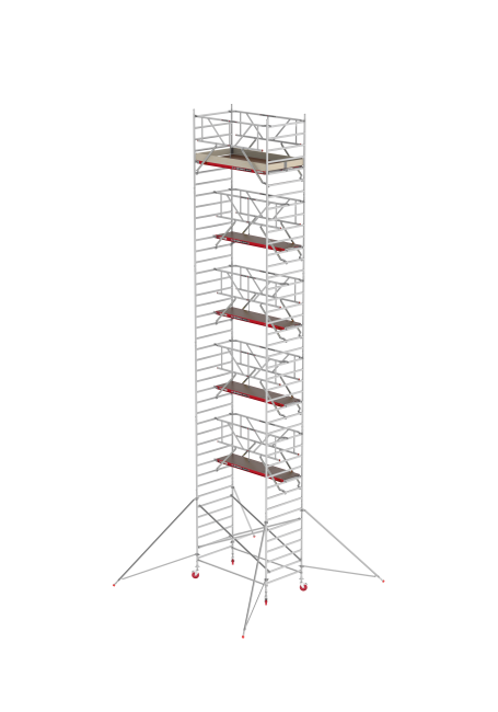 RS TOWER 42 échafaudage roulant - 7.20 m hauteur de travail - 1.35 m de large - 2.45 m plate-forme en bois - Safe-Quick® + lisses