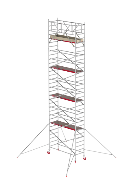 RS TOWER 41 PLUS échafaudage roulant - 10.20 m hauteur de travail - 0.90 m de large - 1.85 m plate-forme en bois - Lisses