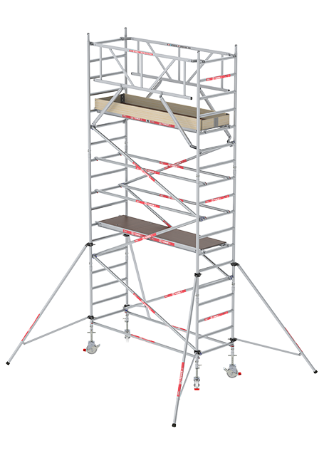RS TOWER 31 PLUS rolsteiger - 6.20 meter werkhoogte - 0.90 meter breed - 2.45 m houten platform - Schoren