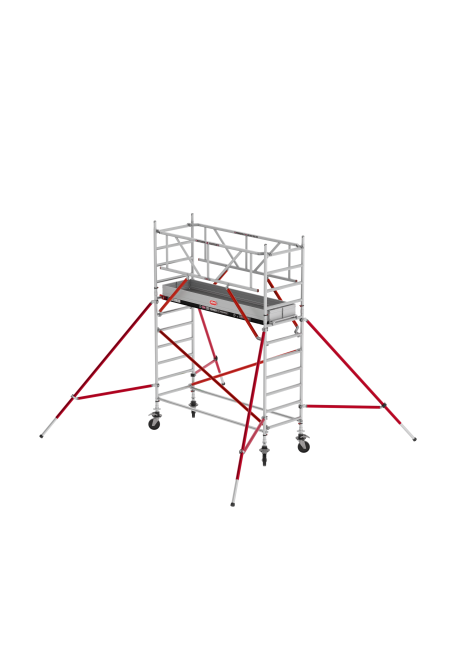 RS TOWER 51 PLUS rolsteiger - 4.20 m werkhoogte - 0.90 m breed - 3.05 m houten platform - Schoren