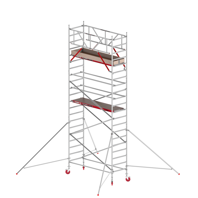 RS TOWER 41 PLUS mobile access tower - 7.20 m working height - 0.90 m width - 1.85 m wooden platform - Braces