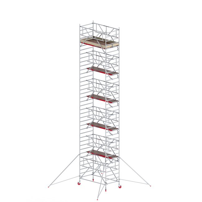 RS TOWER 42-S mobile access tower - 12.20 m working height - 1.35 m width - 2.45 m wooden platform - Safe-Quick®