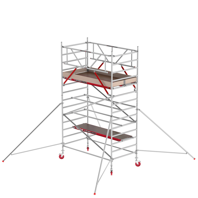 RS TOWER 42 échafaudage roulant - 5.20 m hauteur de travail - 1.35 m de large - 2.45 m plate-forme en bois - Lisses