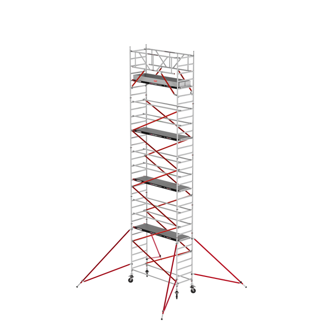 RS TOWER 51 PLUS échafaudage roulant - 10.20 m hauteur de travail - 0.90 m de large - 2.45 m plate-forme en bois - Lisses