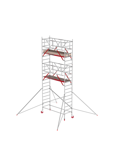 RS TOWER 41 PLUS échafaudage roulant - 7.20 m hauteur de travail - 0.90 m de large - 2.45 m plate-forme en bois - Safe-Quick® + lisses