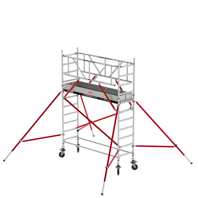 RS TOWER 51 rolsteiger - 4.20 m werkhoogte - 0.75 m breed - 3.05 m houten platform - Schoren