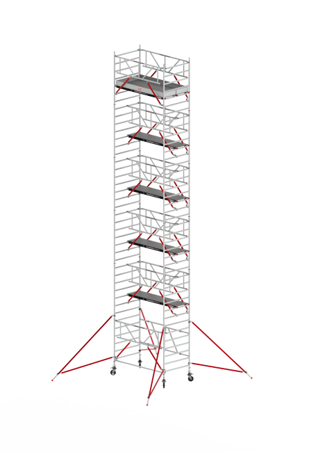 RS TOWER 55-S folding tower - 12.80 m working height - 1.35 m width - 2.45 m wooden platform - Safe-Quick®