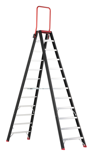 Taurus dubbel oploopbare trapladder (TDO) - 12 treden - met inklapbare beugel