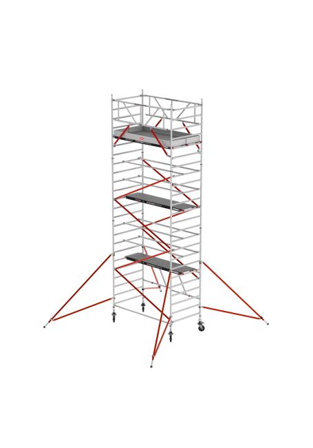 RS TOWER 55 folding tower - 7.80 m working height - 1.35 m width - 2.45 m Fiber-Deck® platform - Braces