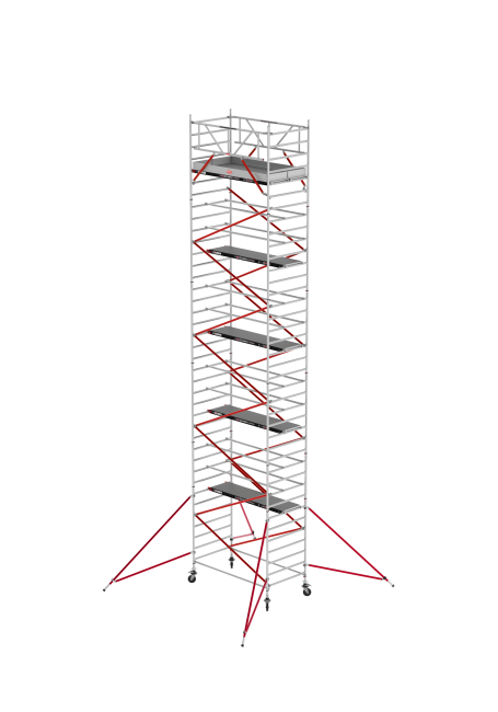 RS TOWER 52 mobile access tower - 12.20 m working height - 1.35 m width - 1.85 m Fiber-Deck® platform - Braces