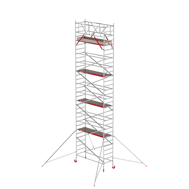 RS TOWER 41 PLUS échafaudage roulant - 10.20 m hauteur de travail - 0.90 m de large - 2.45 m plate-forme en bois - Lisses