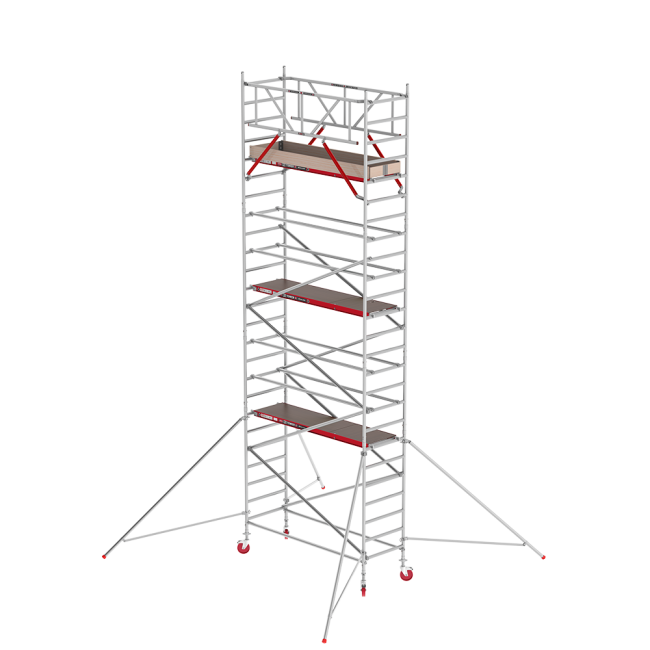 RS TOWER 41 PLUS échafaudage roulant - 8.20 m hauteur de travail - 0.90 m de large - 2.45 m plate-forme en bois - Lisses