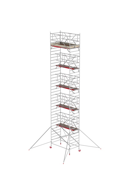 RS TOWER 42 échafaudage roulant - 12.20 m hauteur de travail - 1.35 m de large - 2.45 m plate-forme en bois - Safe-Quick® + lisses