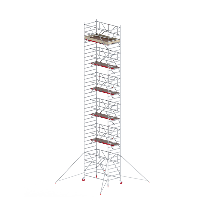 RS TOWER 42-S échafaudage roulant - 13.20 m hauteur de travail - 1.35 m de large - 1.85 m plate-forme en bois - Safe-Quick®