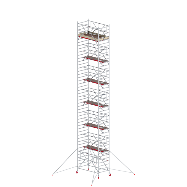 RS TOWER 42-S échafaudage roulant - 14.20 m hauteur de travail - 1.35 m de large - 1.85 m plate-forme en bois - Safe-Quick®