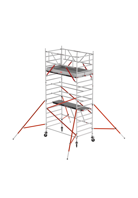 RS TOWER 55 folding tower - 5.80 m working height - 1.35 m width - 2.45 m Fiber-Deck® platform - Braces